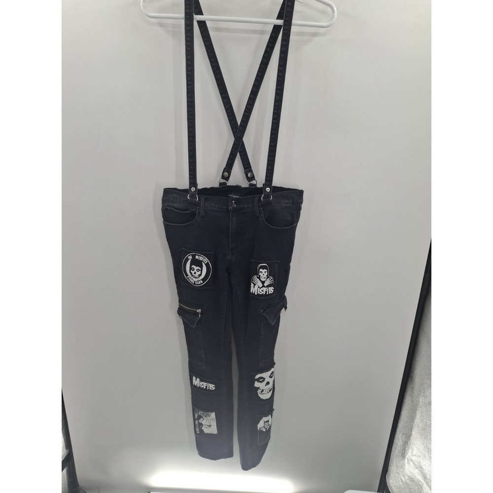 Hot Topic Misfits Social Collision 32x32 Black Skinny Cargo Jeans Actual 32x30